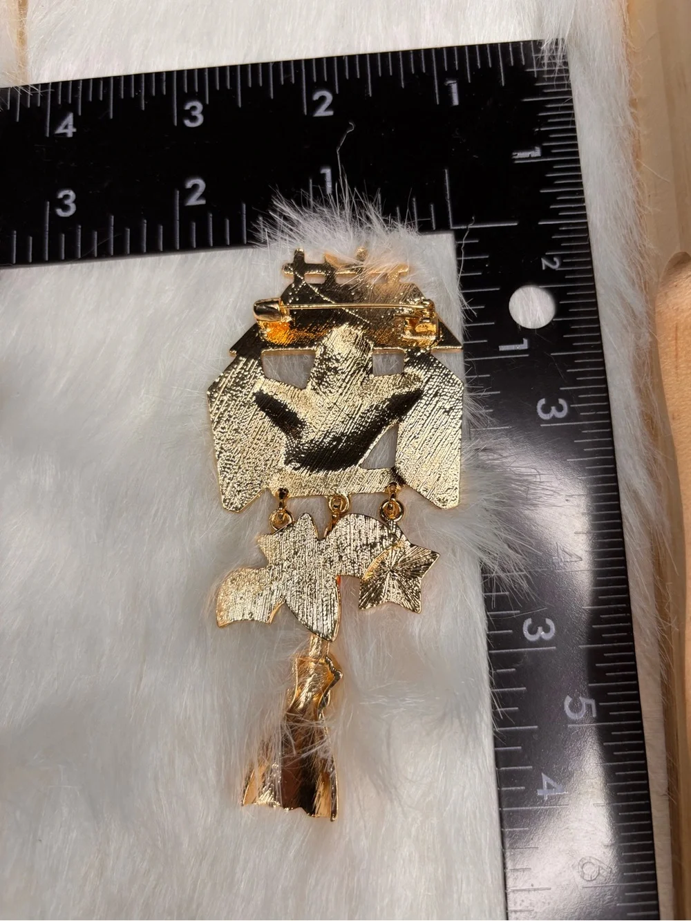 👻 Large Halloween Ghost Dangle Brooch – Bat, Star & Broom